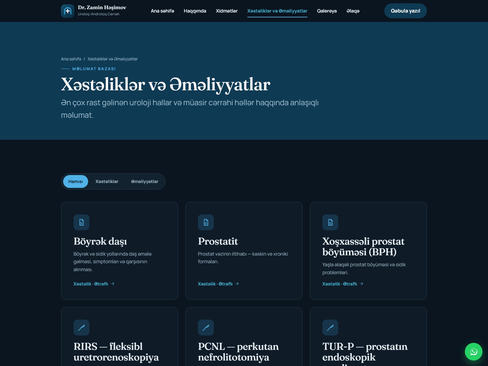 Xəstəliklər və əməliyyatlar