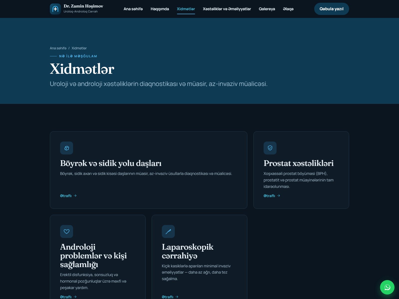 Xidmətlər səhifəsi