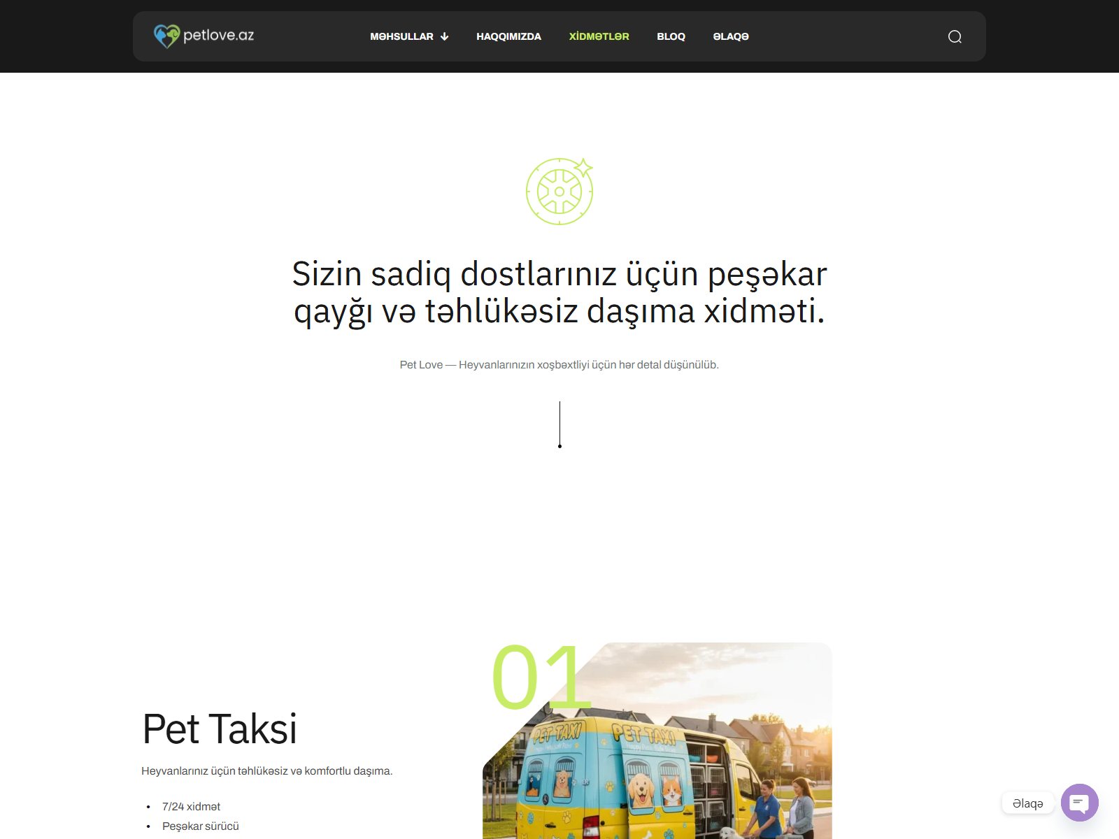 Xidmətlər səhifəsi