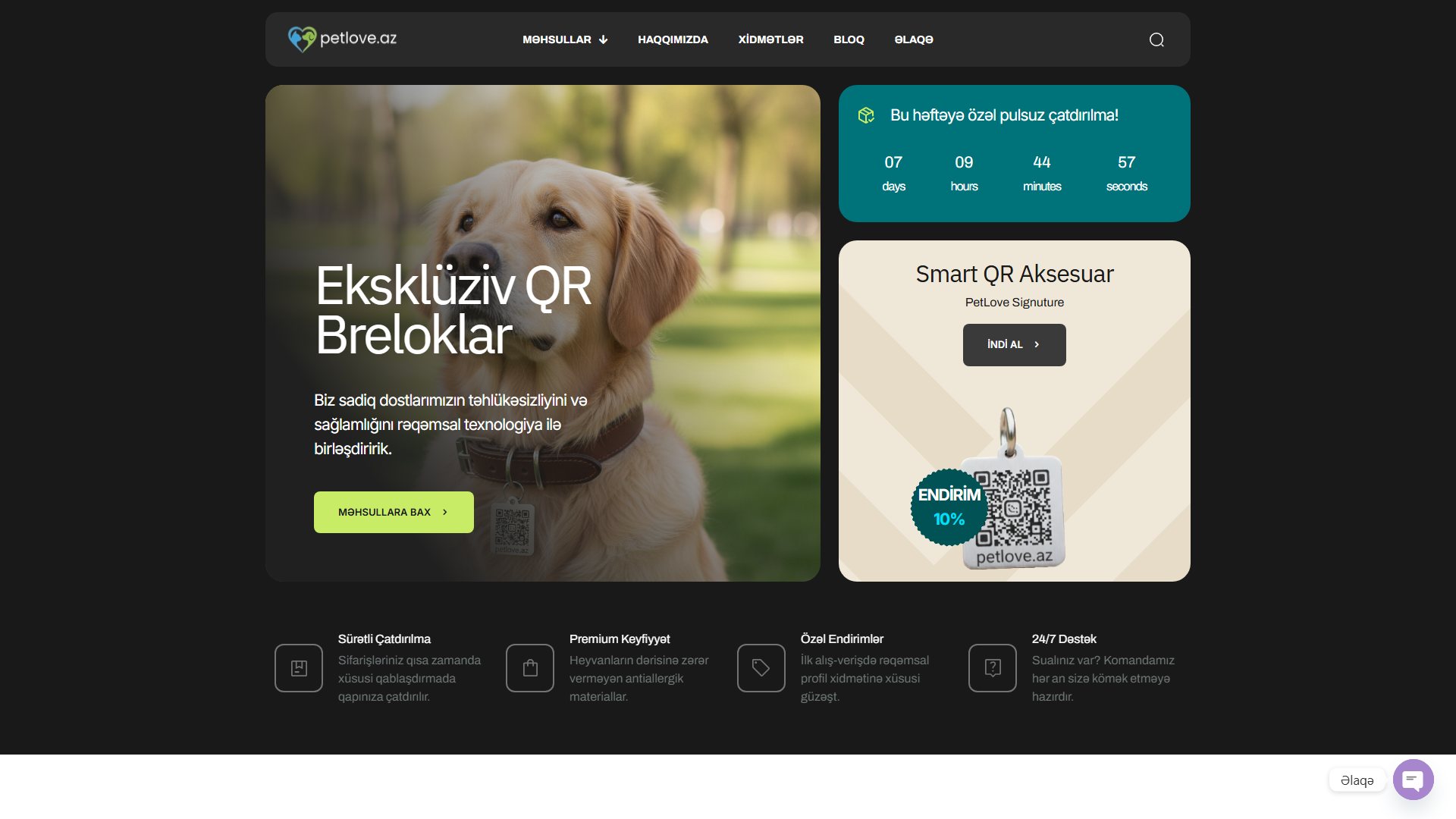 Petlove.az — QR kodlu heyvan kimlik breloku üçün onlayn mağaza